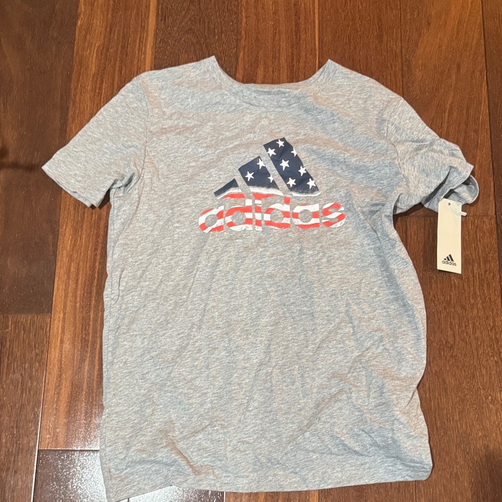 Adidas Gray T-Shirt with Patriotic Logo